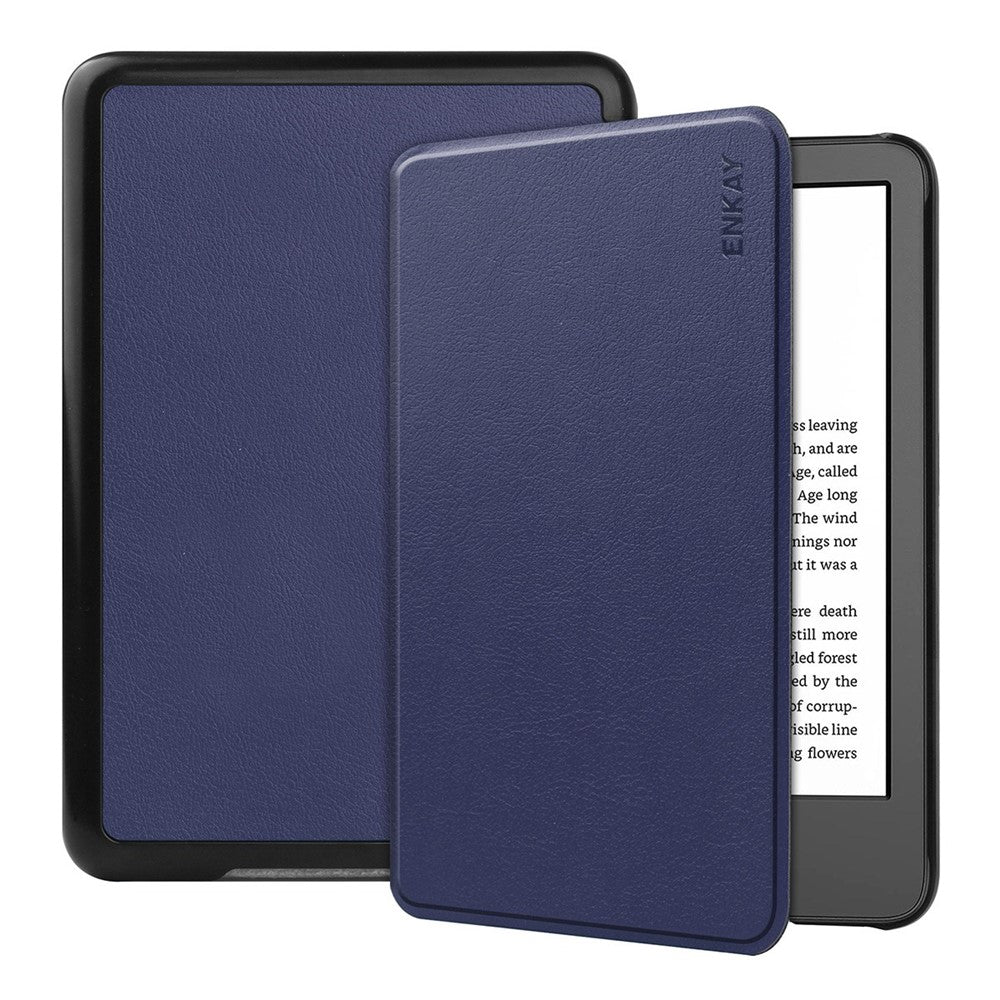 ENKAY For Amazon Kindle 6" (2022) Protective Cover Anti-Drop PU Leather Hard PC Tablet Case with Auto Sleep / Wake Function