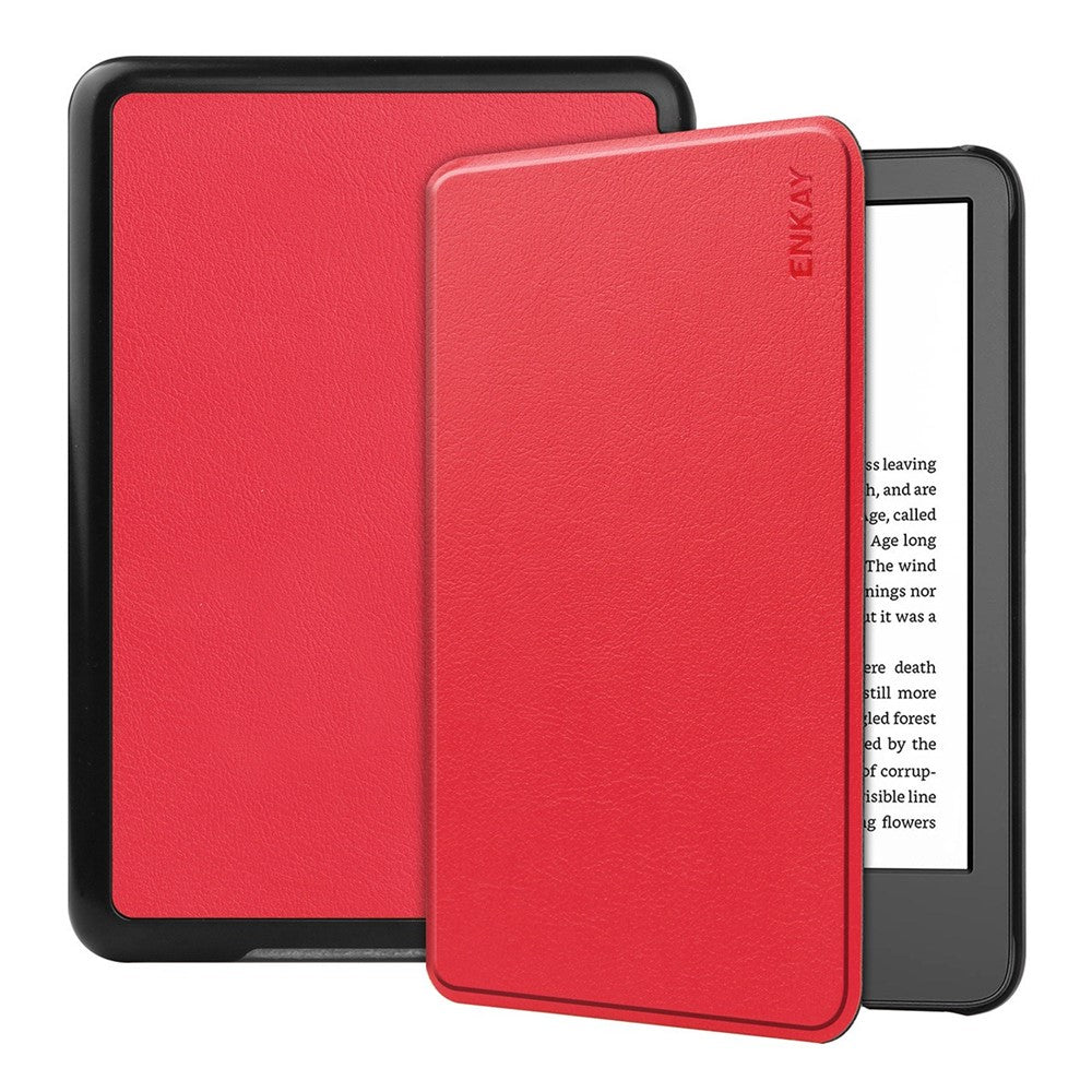 ENKAY For Amazon Kindle 6" (2022) Protective Cover Anti-Drop PU Leather Hard PC Tablet Case with Auto Sleep / Wake Function