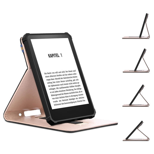 For Amazon Kindle 6" (2022) Adjustable Stand Stitching PU Leather + TPU Case Solid Color E-Reader Cover with Inner Hand Strap