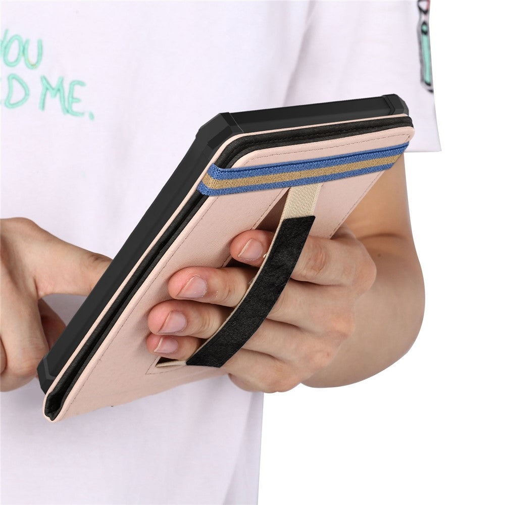 For Amazon Kindle 6" (2022) Adjustable Stand Stitching PU Leather + TPU Case Solid Color E-Reader Cover with Inner Hand Strap