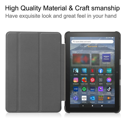 For Amazon Fire HD 8 (2022) PU Leather Tri-fold Stand Tablet Case Auto Wake / Sleep Full Protection Cover