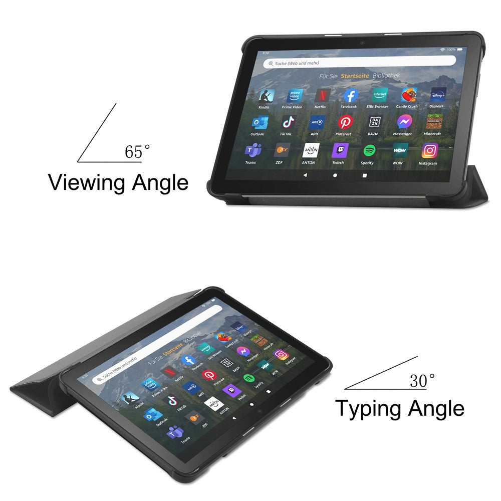 For Amazon Fire HD 8 (2022) PU Leather Tri-fold Stand Tablet Case Auto Wake / Sleep Full Protection Cover
