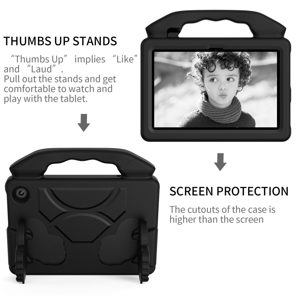 For Amazon Fire 7 (2022) Foldable Thumb Kickstand EVA Tablet Case Drop-proof Cover with Handle