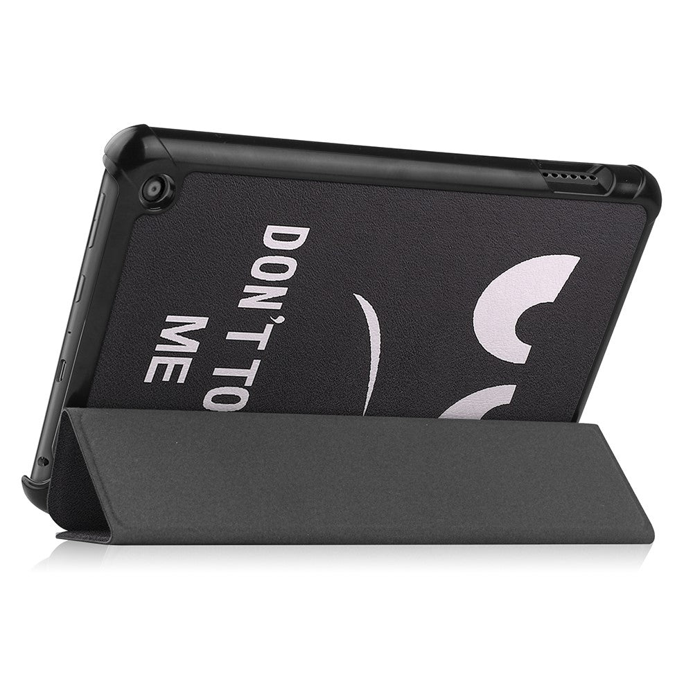 JUNSUNMAY For Amazon Fire 7 (2022) Tri-fold Stand Protective Cover Pattern Printing PU Leather Case with Auto Wake / Sleep