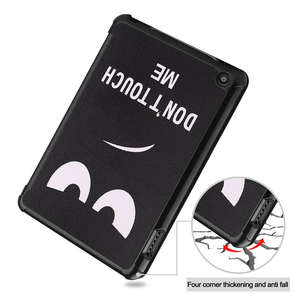 JUNSUNMAY For Amazon Fire 7 (2022) Tri-fold Stand Protective Cover Pattern Printing PU Leather Case with Auto Wake / Sleep