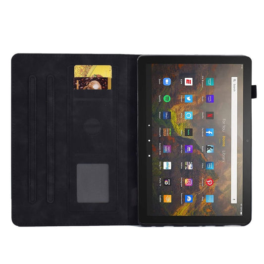 For Amazon Fire HD 10 (2021) / HD 10 Plus (2021) Flip Stand Smart Tablet Cover PU Leather Butterfly Flower Pattern Imprinted Protective Case with Card Holder