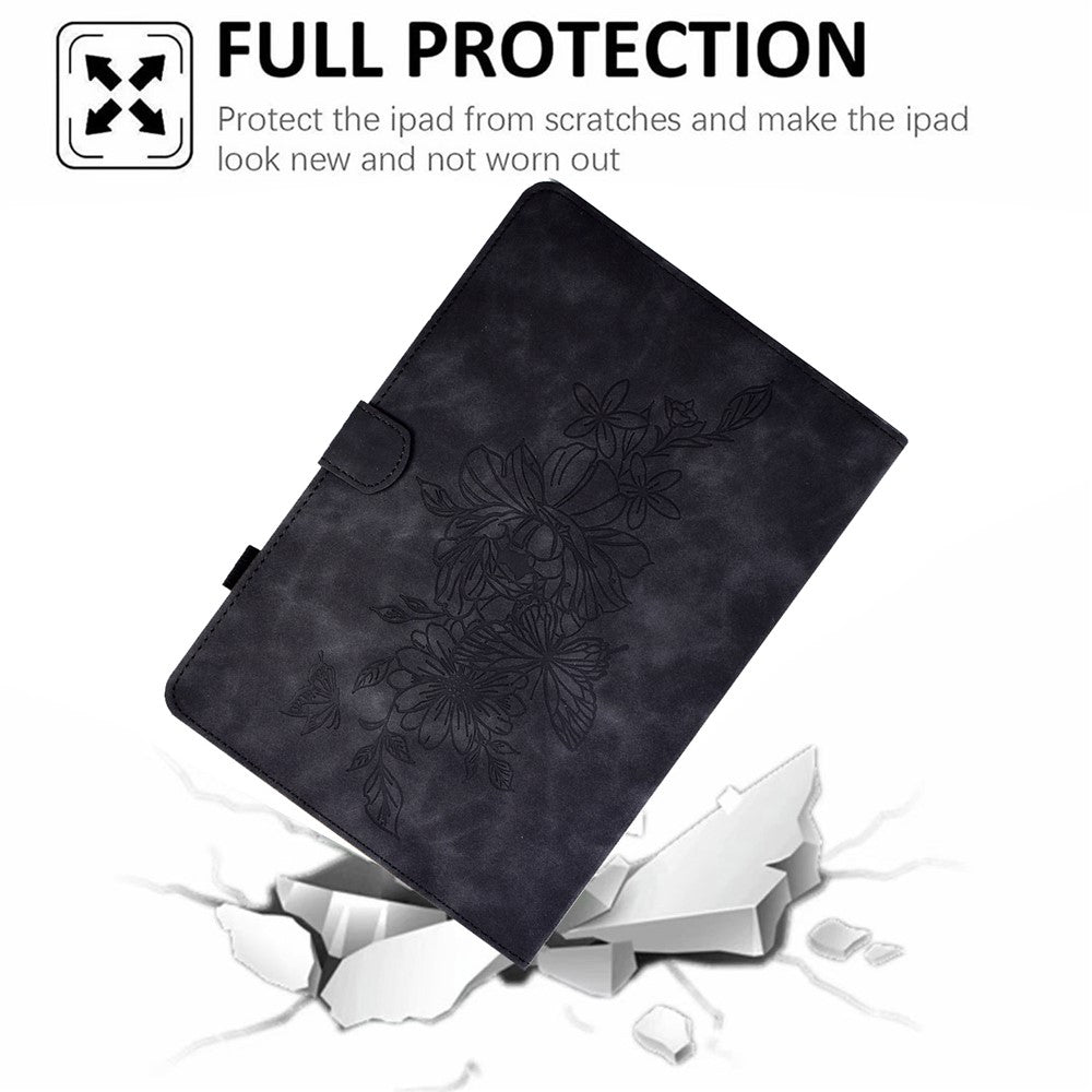 For Amazon Fire HD 10 (2021) / HD 10 Plus (2021) Flip Stand Smart Tablet Cover PU Leather Butterfly Flower Pattern Imprinted Protective Case with Card Holder
