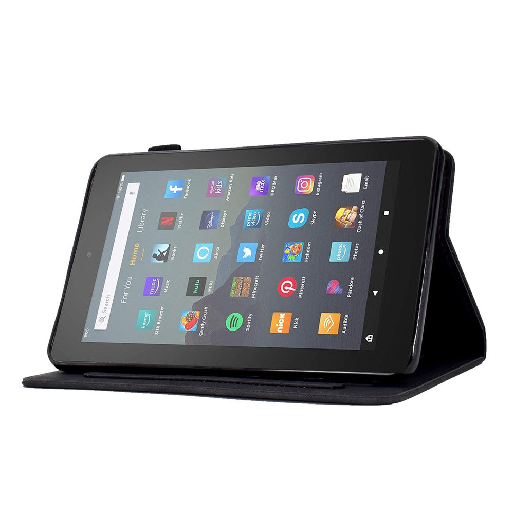 For Amazon Fire 7 (2015) / (2017) / (2019) Butterfly Flower Pattern Imprinted Magnetic Flip Protection Cover PU Leather Stand Card Holder Tablet Case with Auto Wake / Sleep