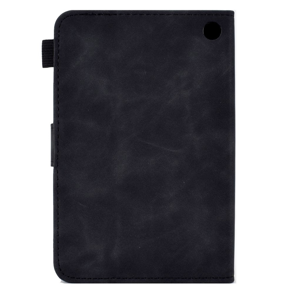 Butterfly Flower Pattern Imprinted Leather Case for Amazon Fire 7 (2022), Stitching Line Full Protection Tablet Cover with Card Holder Stand
