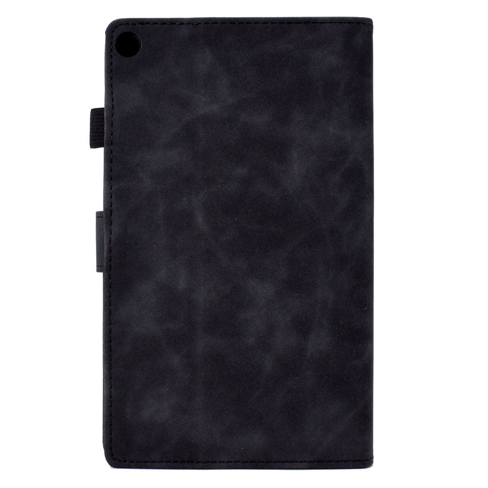 For Amazon Fire HD 8 (2016) / (2017) / (2018) Protective Case Butterfly Flower Pattern Imprinted Leather Case Stitching Line Tablet Cover with Card Holder / Stand