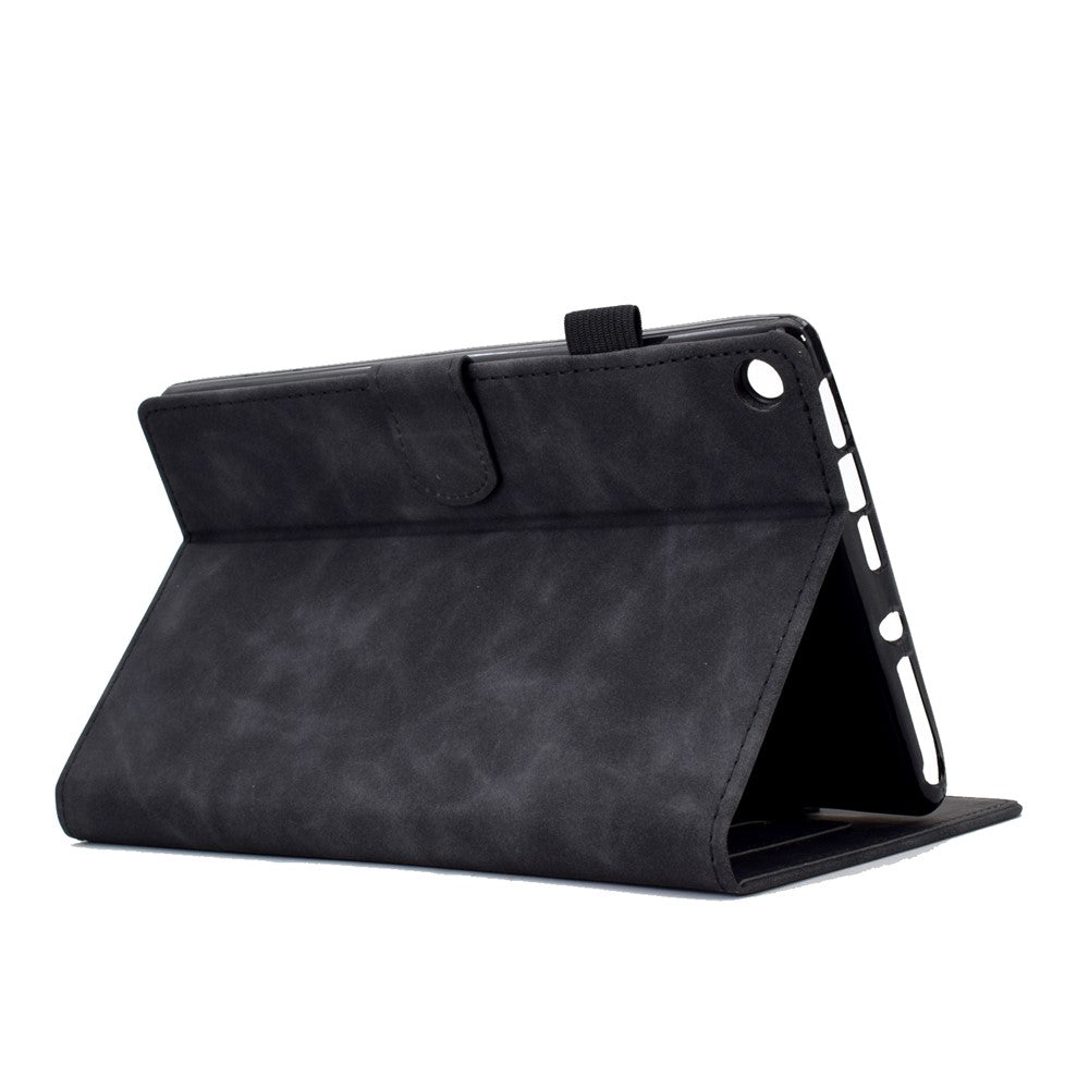 For Amazon Fire HD 8 (2016) / (2017) / (2018) Protective Case Butterfly Flower Pattern Imprinted Leather Case Stitching Line Tablet Cover with Card Holder / Stand