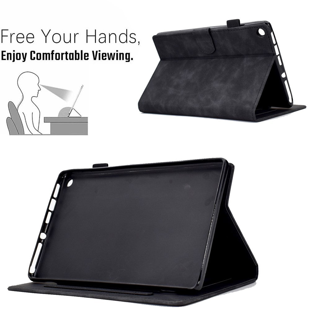 For Amazon Fire HD 8 (2016) / (2017) / (2018) Protective Case Butterfly Flower Pattern Imprinted Leather Case Stitching Line Tablet Cover with Card Holder / Stand