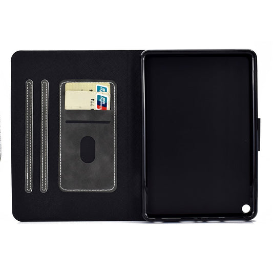 For Amazon Fire HD 8 (2022) Cowhide Texture PU Leather Tablet Case Card Holder Magnetic Clasp Cover with Foldable Stand