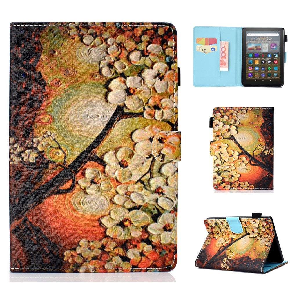 For Amazon Kindle Youth Edition 2022 Folio Flip Tablet Stand Case Stitching Line PU Leather Card Holder Protective Cover