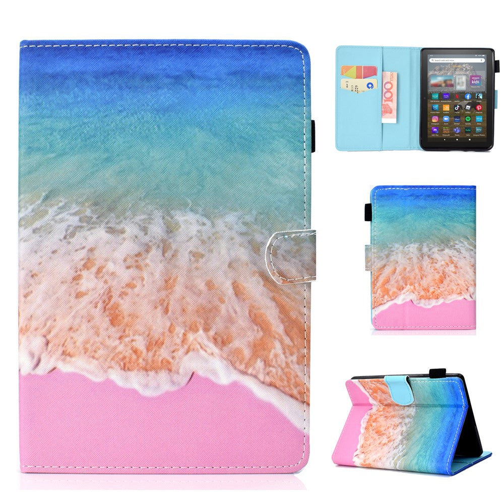 For Amazon Kindle Youth Edition 2022 Folio Flip Tablet Stand Case Stitching Line PU Leather Card Holder Protective Cover