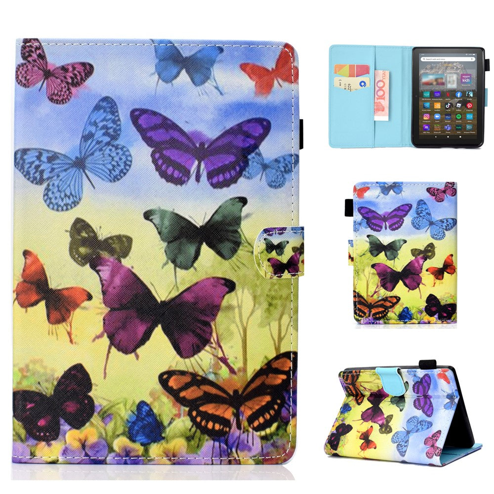 For Amazon Kindle Youth Edition 2022 Folio Flip Tablet Stand Case Stitching Line PU Leather Card Holder Protective Cover