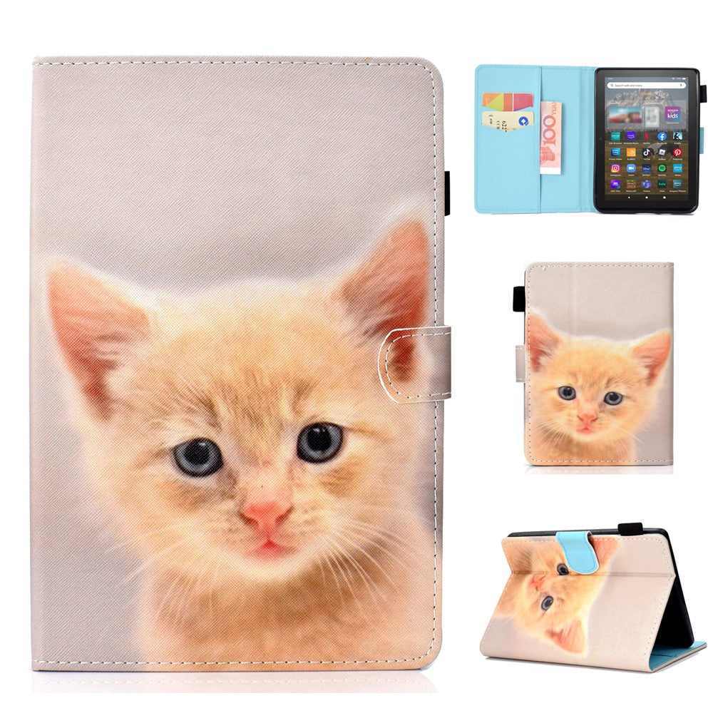 For Amazon Kindle Youth Edition 2022 Folio Flip Tablet Stand Case Stitching Line PU Leather Card Holder Protective Cover