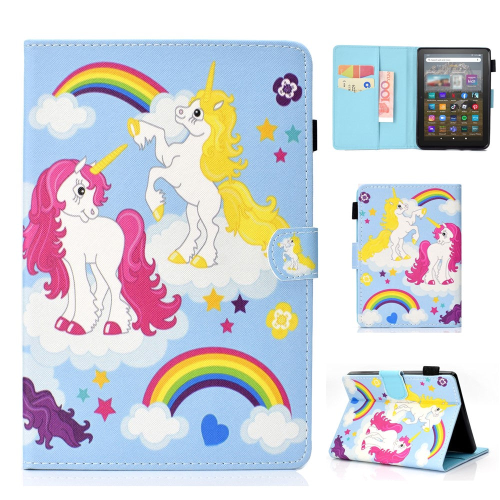 For Amazon Kindle Youth Edition 2022 Folio Flip Tablet Stand Case Stitching Line PU Leather Card Holder Protective Cover