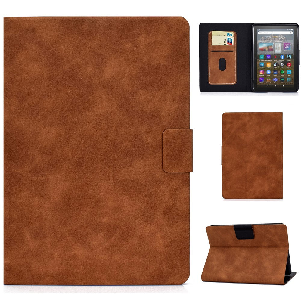 For Amazon Kindle Youth Edition 2022 Folio Stand PU Leather Cowhide Texture Tablet Case Card Holder Magnetic Cover