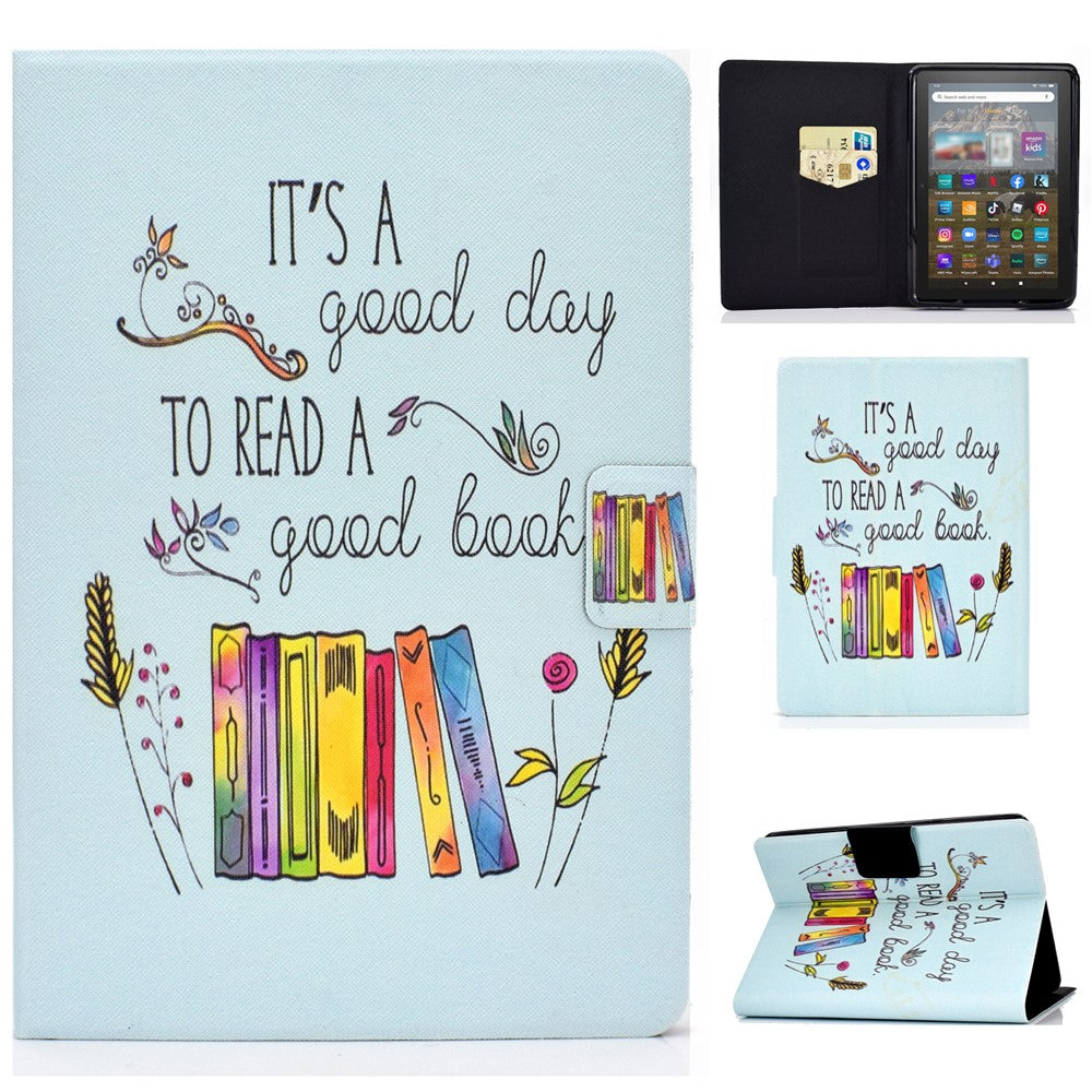 For Amazon Kindle Youth Edition 2022 Pattern Printing Flip Tablet Case PU Leather Card Holder Stand Magnetic Cover