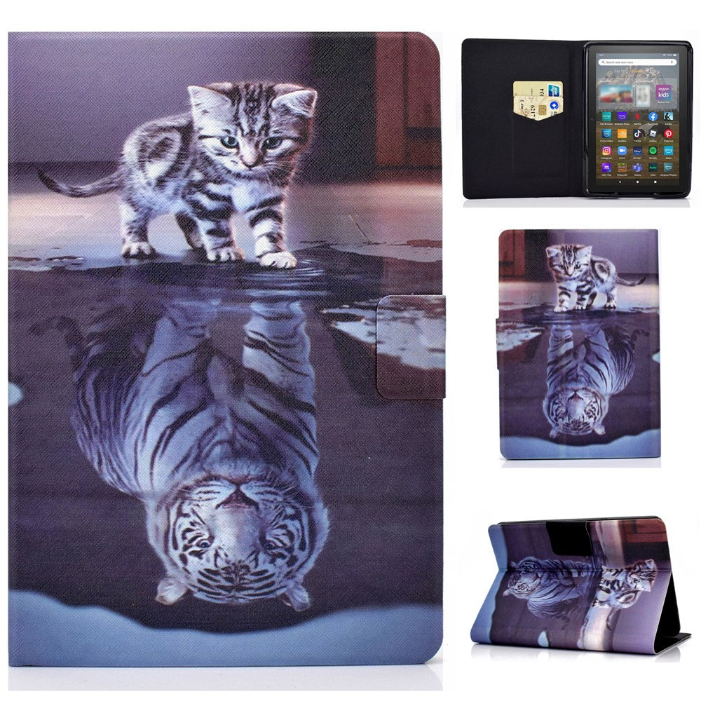 For Amazon Kindle Youth Edition 2022 Pattern Printing Flip Tablet Case PU Leather Card Holder Stand Magnetic Cover
