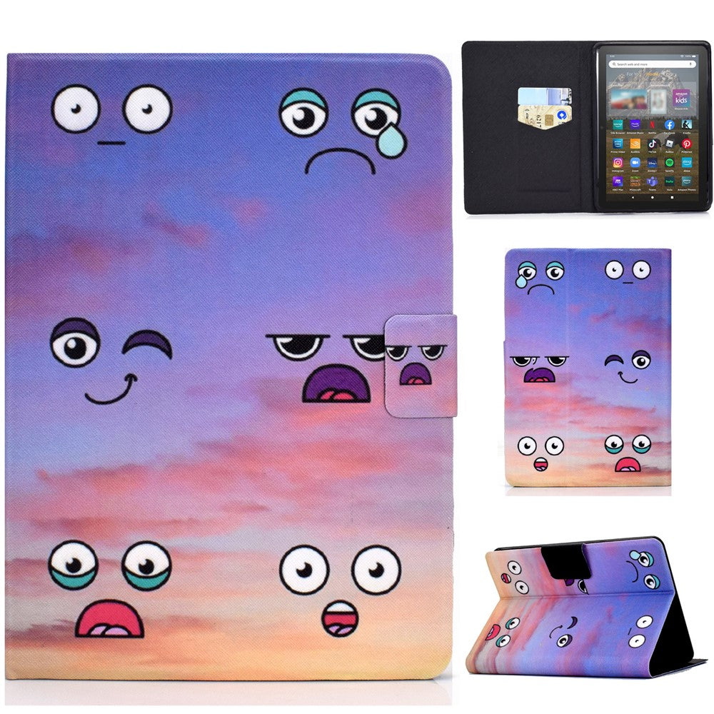 For Amazon Kindle Youth Edition 2022 Folio Flip PU Leather Cover Pattern Printing Card Holder Stand Protective Tablet Case