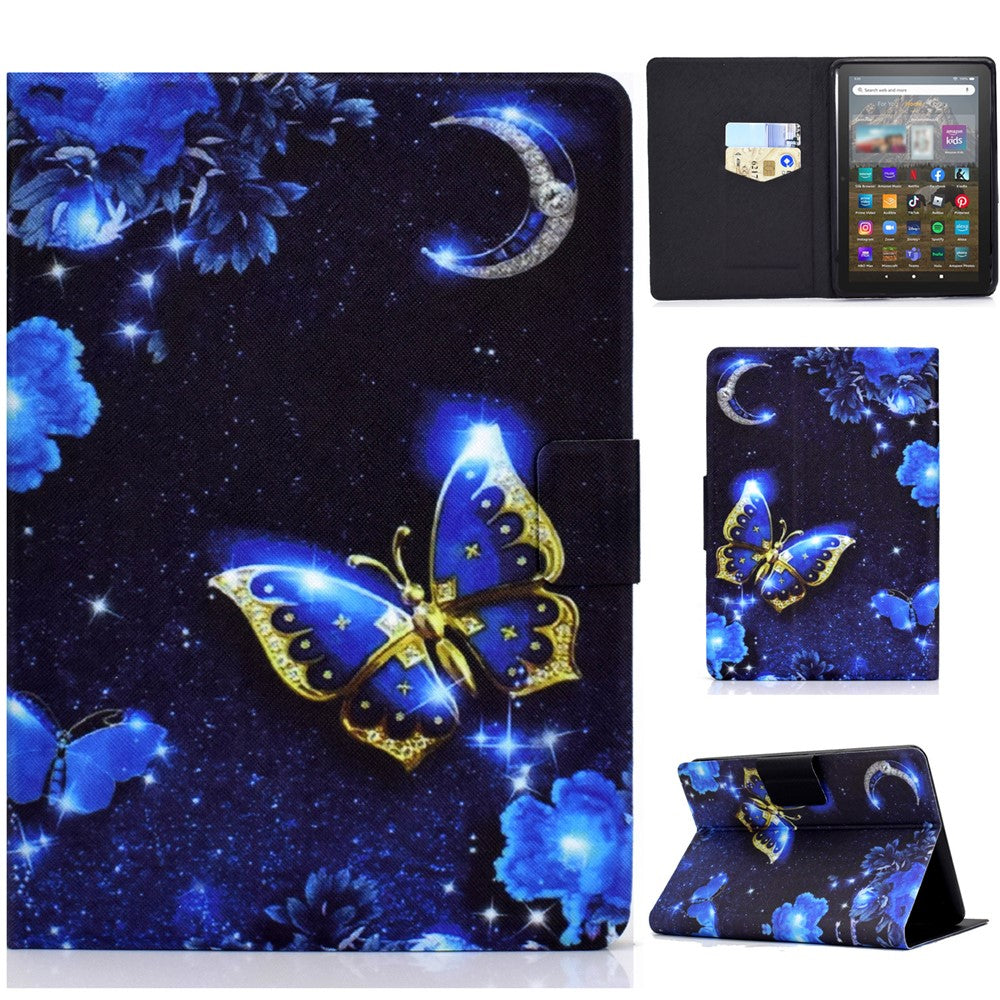 For Amazon Kindle Youth Edition 2022 Folio Flip PU Leather Cover Pattern Printing Card Holder Stand Protective Tablet Case
