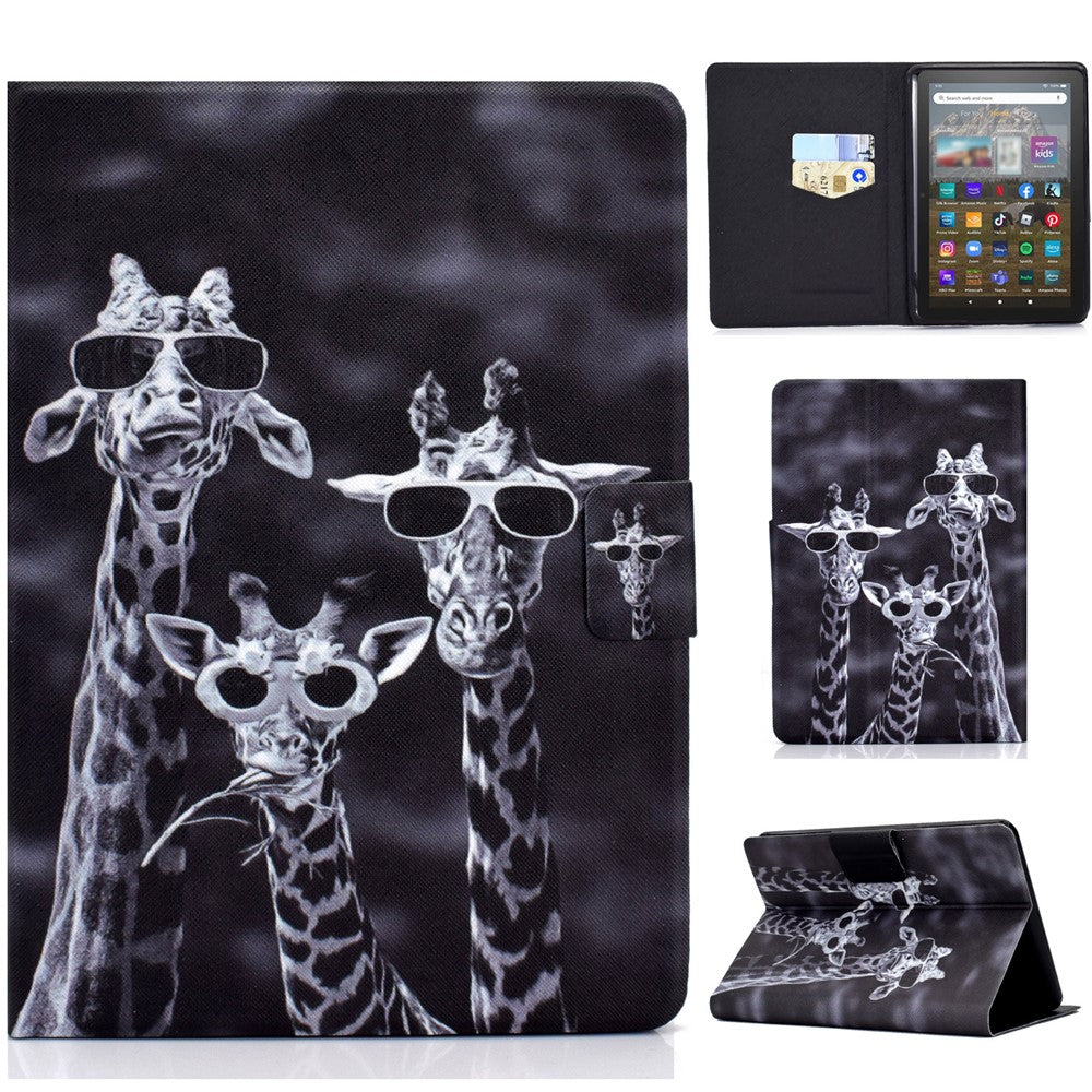 For Amazon Kindle Youth Edition 2022 Folio Flip PU Leather Cover Pattern Printing Card Holder Stand Protective Tablet Case