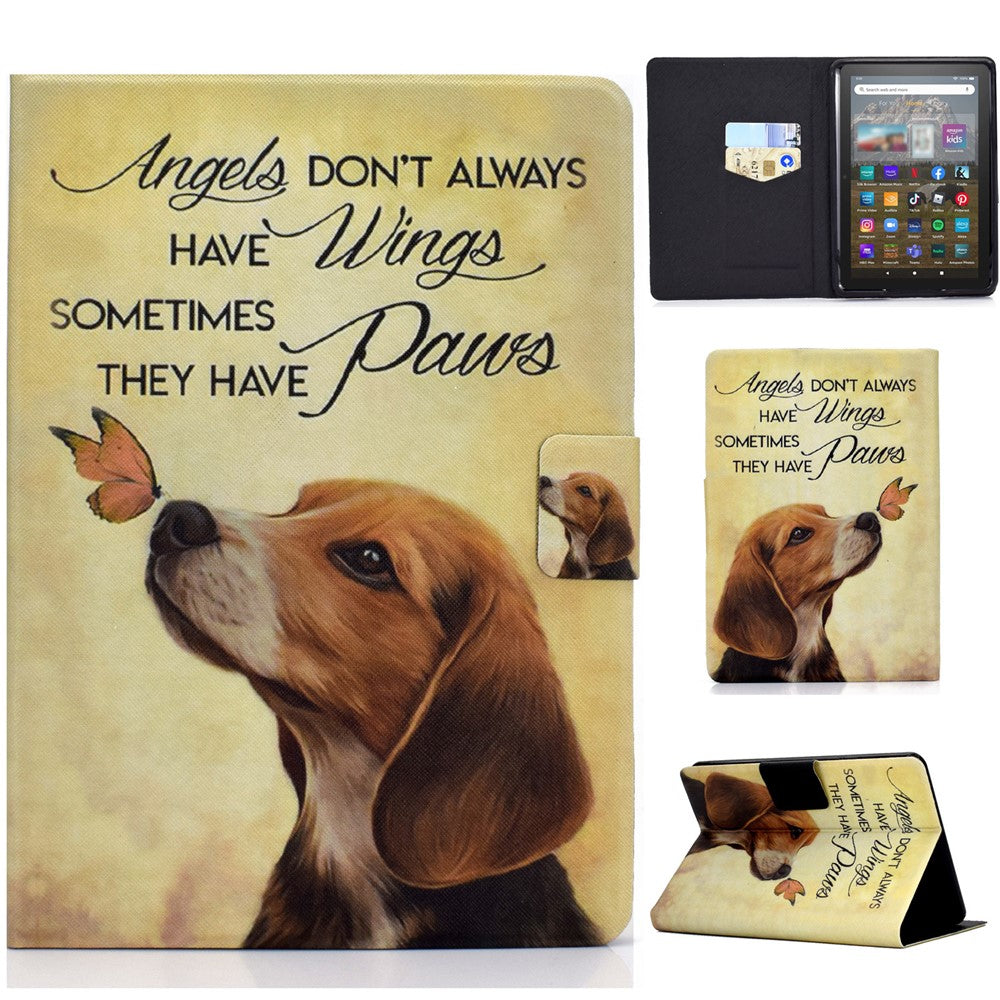 For Amazon Kindle Youth Edition 2022 Folio Flip PU Leather Cover Pattern Printing Card Holder Stand Protective Tablet Case