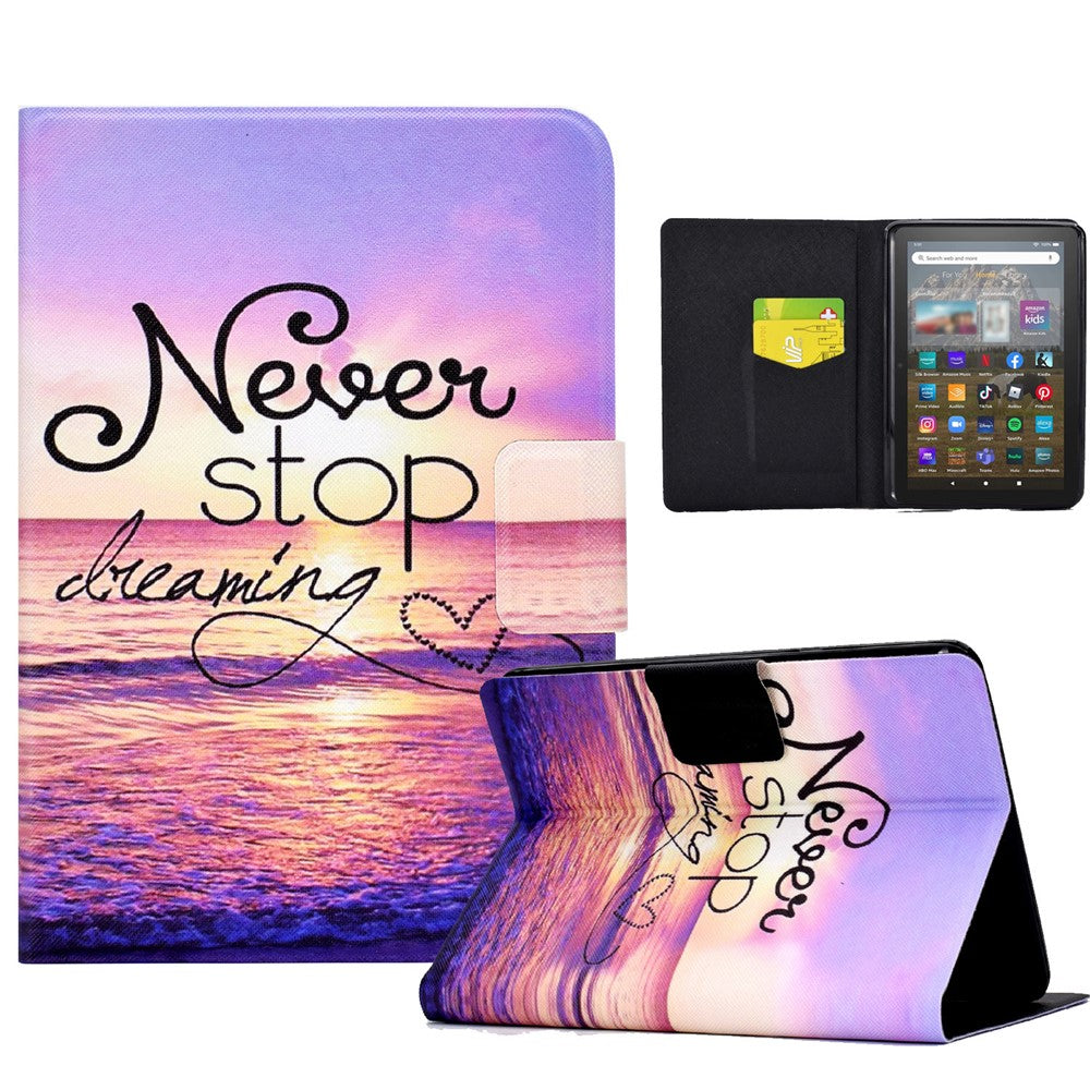 For Amazon Kindle Youth Edition 2022 Folio Flip PU Leather Cover Pattern Printing Card Holder Stand Protective Tablet Case