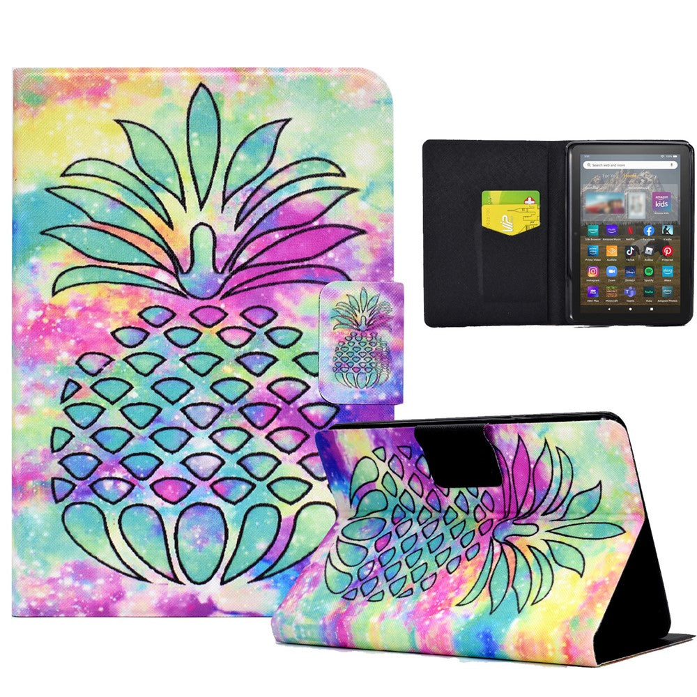 For Amazon Kindle Youth Edition 2022 Folio Flip PU Leather Cover Pattern Printing Card Holder Stand Protective Tablet Case