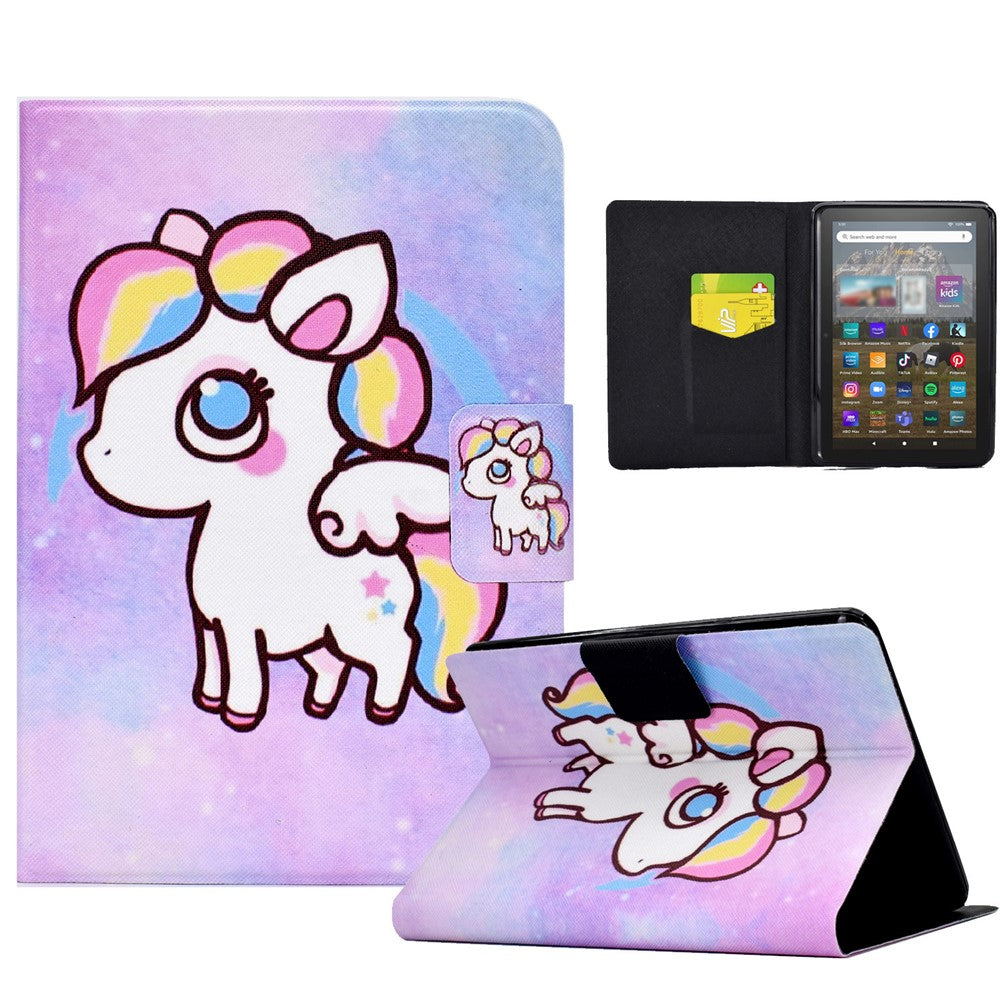 For Amazon Kindle Youth Edition 2022 Folio Flip PU Leather Cover Pattern Printing Card Holder Stand Protective Tablet Case