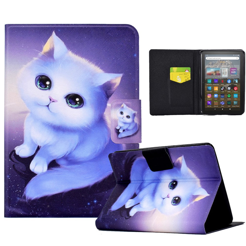 For Amazon Kindle Youth Edition 2022 Folio Flip PU Leather Cover Pattern Printing Card Holder Stand Protective Tablet Case