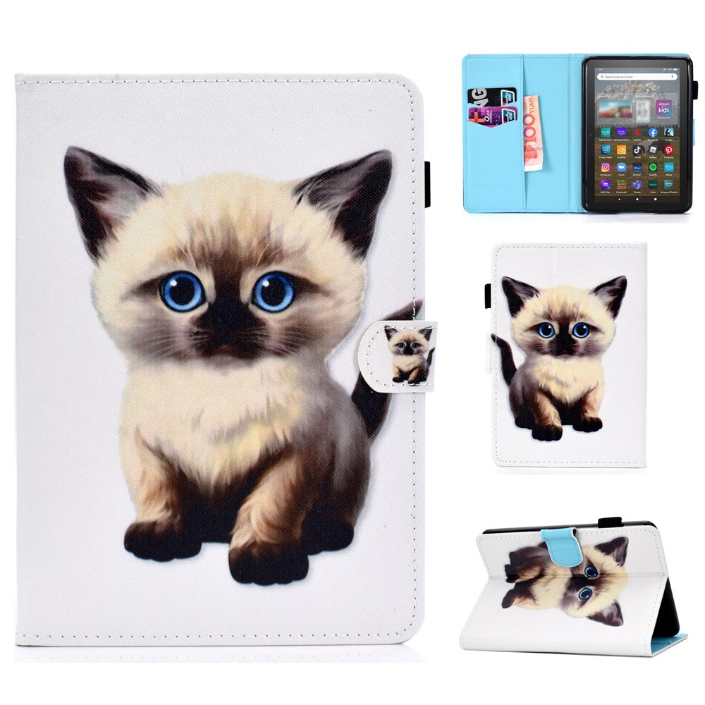 For Amazon Kindle Youth Edition 2022 Cover Stitching Line PU Leather Tablet Full Protection Case with Card Slots