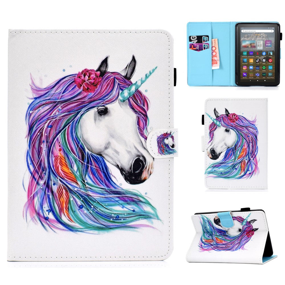 For Amazon Kindle Youth Edition 2022 Cover Stitching Line PU Leather Tablet Full Protection Case with Card Slots