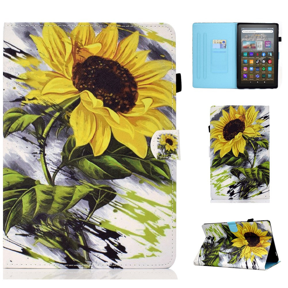 For Amazon Kindle Youth Edition 2022 Cover Stitching Line PU Leather Tablet Full Protection Case with Card Slots