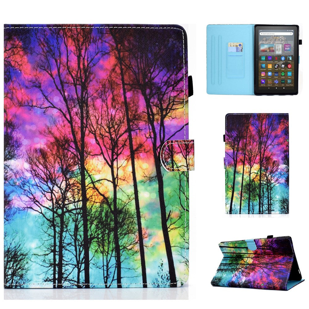For Amazon Kindle Youth Edition 2022 Cover Stitching Line PU Leather Tablet Full Protection Case with Card Slots