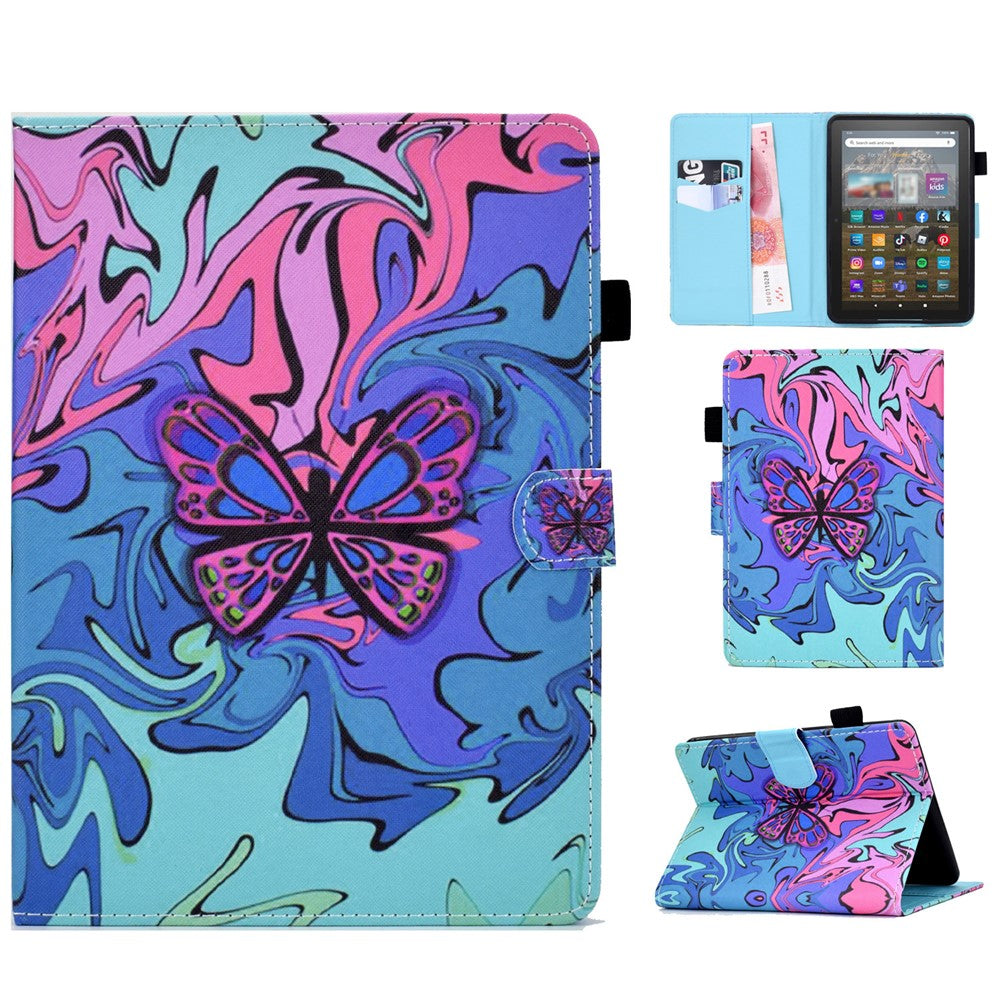 For Amazon Kindle Youth Edition 2022 Cover Stitching Line PU Leather Tablet Full Protection Case with Card Slots