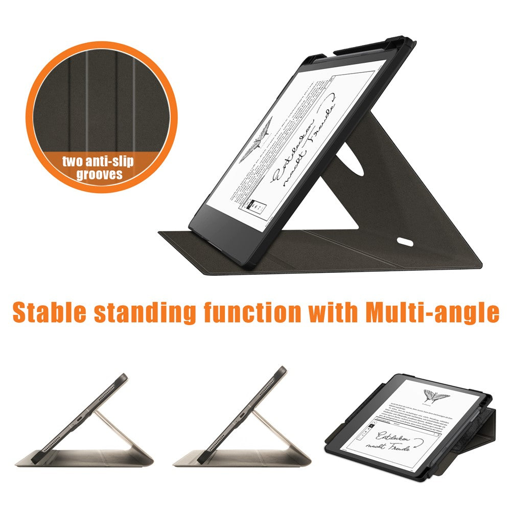 For Amazon Kindle Scribe (2024) / (2022) / Kindle Scribe Solid Color Tablet Case Textured Surface Anti-Scratch Magnetic Absorption Tablet Cover with 360-degree Rotary Kickstand