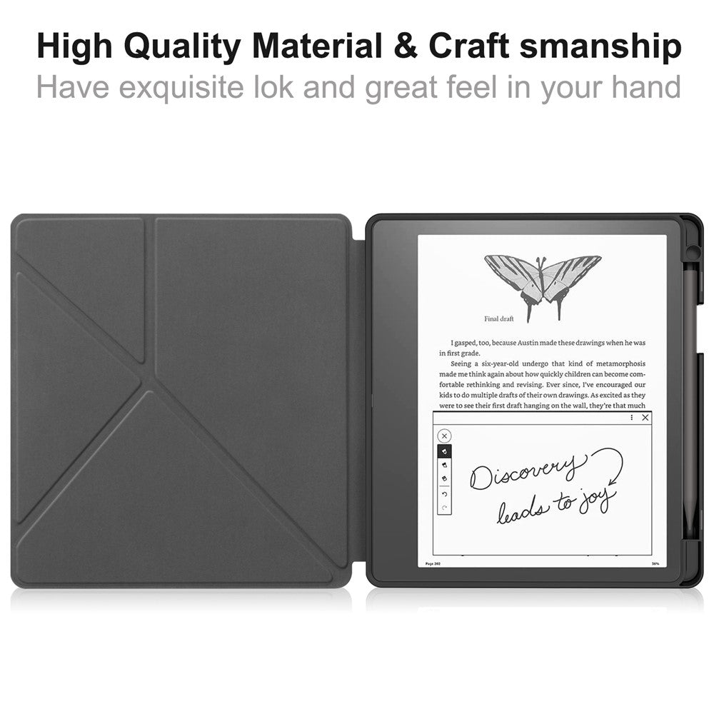 For Amazon Kindle Scribe Origami Stand PU Leather+TPU E-book Reader Case Shockproof E-Reader Cover with Auto Wake / Sleep