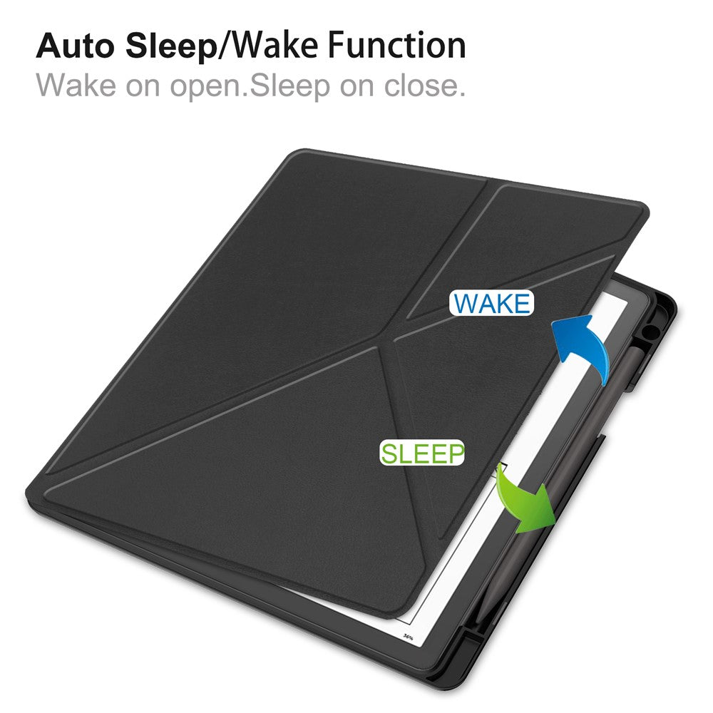 For Amazon Kindle Scribe Origami Stand PU Leather+TPU E-book Reader Case Shockproof E-Reader Cover with Auto Wake / Sleep