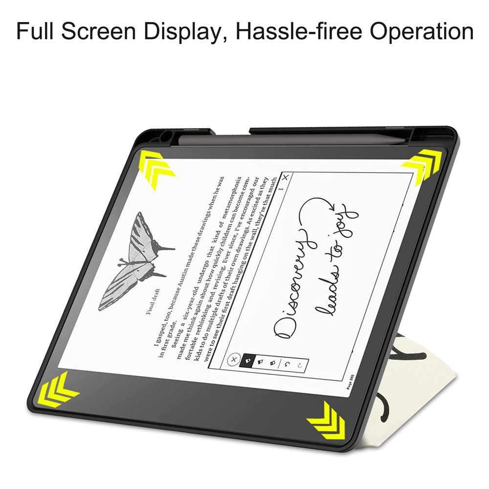 For Amazon Kindle Scribe Pattern Printing Design Leather E-Reader Case Origami Stand Cover E-book Reader Shell with Auto Wake / Sleep