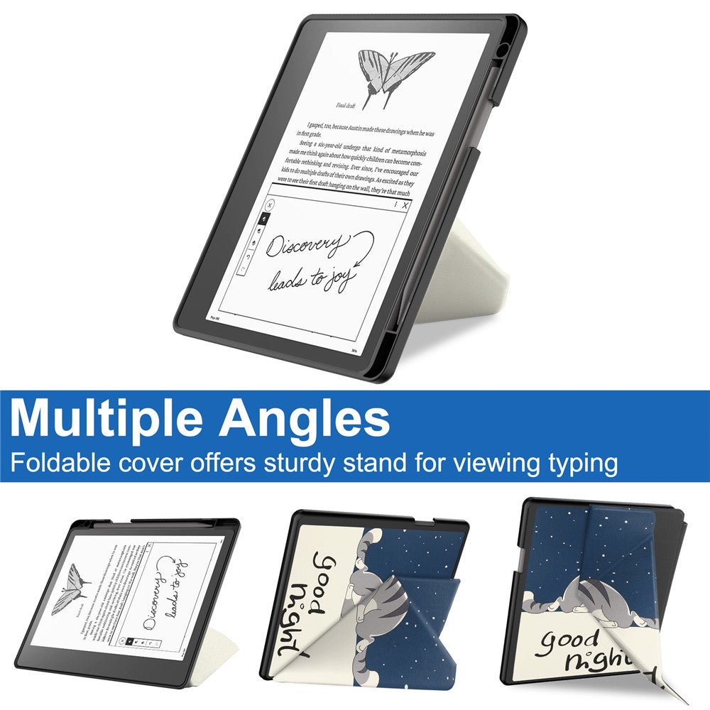 For Amazon Kindle Scribe Pattern Printing Design Leather E-Reader Case Origami Stand Cover E-book Reader Shell with Auto Wake / Sleep