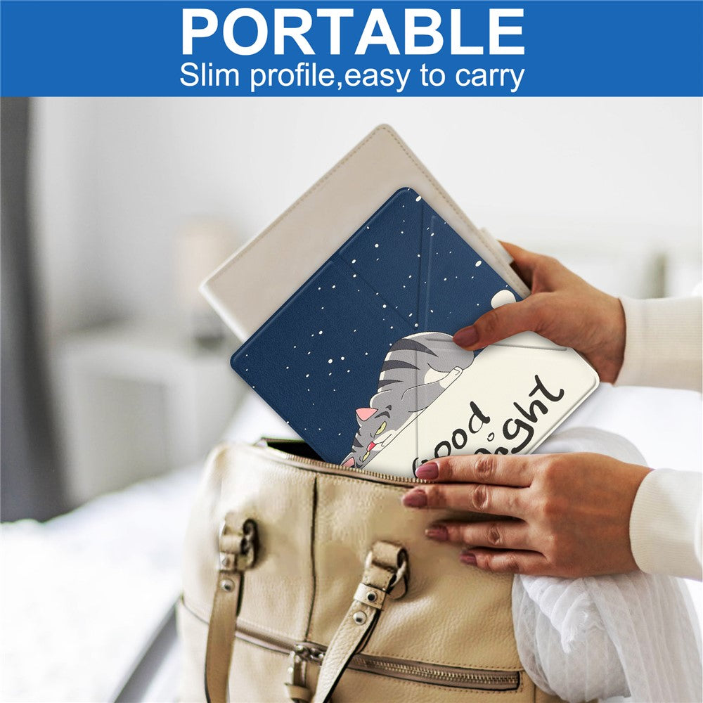 For Amazon Kindle Scribe Pattern Printing Design Leather E-Reader Case Origami Stand Cover E-book Reader Shell with Auto Wake / Sleep