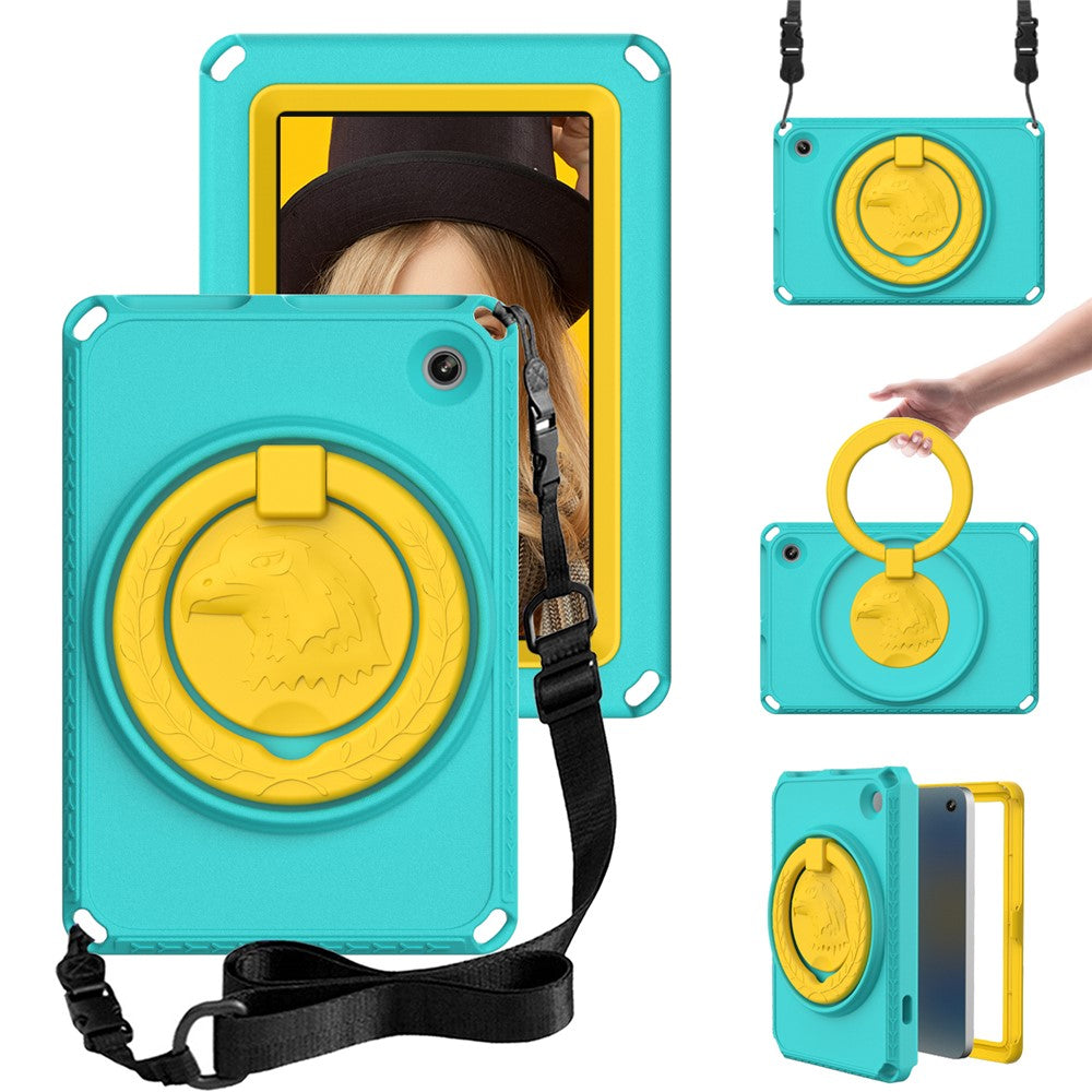For Amazon Fire 7 (2022) Protective EVA Case with Shoulder Strap, Waterproof Screen Film