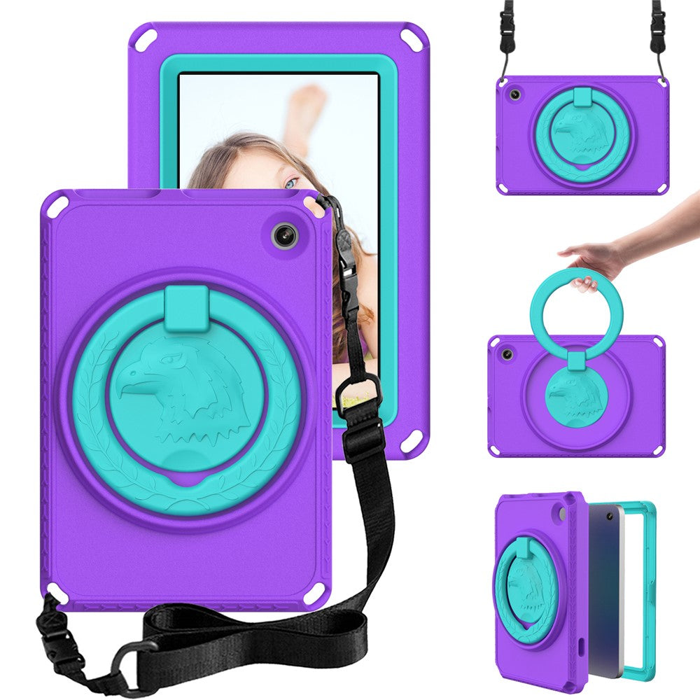 For Amazon Fire 7 (2022) Protective EVA Case with Shoulder Strap, Waterproof Screen Film