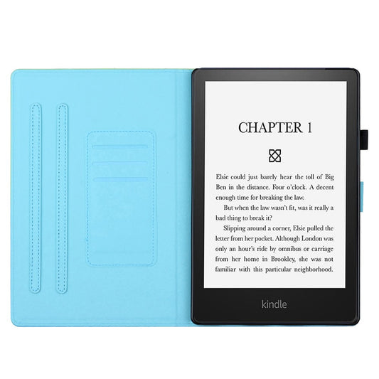 For Amazon Kindle 11th Gen (2022) Stitching Lines Gradient PU Leather Stand Cover Card Holder Tablet Case