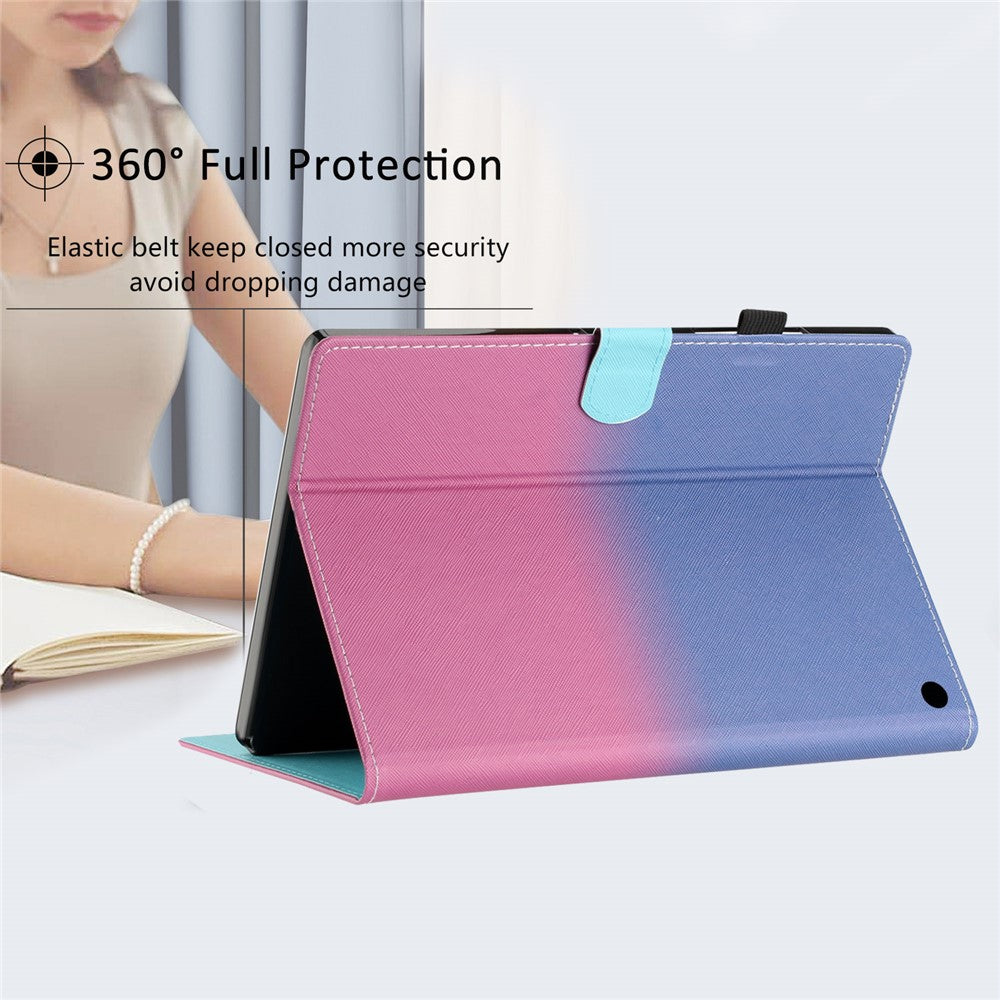 For Amazon Fire HD 8 (2022) / Fire HD 8 Plus (2022) / Fire HD 8 (2020) Stitching Lines Gradient Leather Tablet Stand Case
