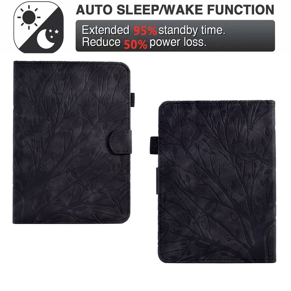 For Amazon Kindle 11th (2024) / 6'' (2022) Leather E-Reader Case Imprinted Tree Stand Card Holder Cover