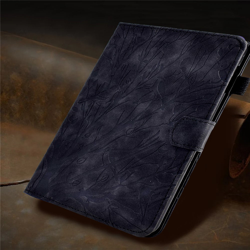 For Amazon Kindle 11th (2024) / 6'' (2022) Leather E-Reader Case Imprinted Tree Stand Card Holder Cover